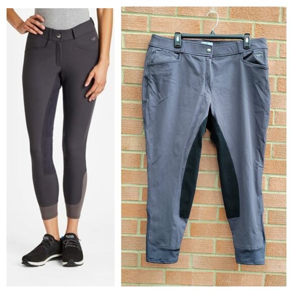 Hadley Mid-Rise Breeches by SmartPak  Full Seat Grey Dusk Black size 40 - Picture 1 of 7